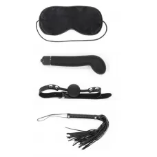 БДСМ-набор Deluxe Bondage Kit: маска, вибратор, кляп, плётка черный 