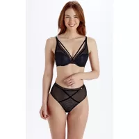 Высокие сетчатые трусики High Waisted Brief черный L