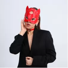 Эротический набор «Поиграй со мной»: маска и чокер красный 