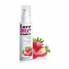 Съедобное согревающее массажное масло Love Me Tender Strawberry с ароматом клубники - 100 мл  