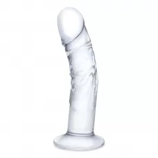 Стеклянный фаллоимитатор из стекла 7’’ Curved Realistic Glass Dildo With Veins - 15,9 см прозрачный 