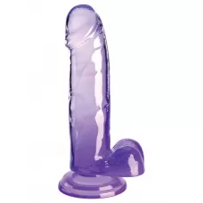 Фиолетовый фаллоимитатор с мошонкой на присоске 7’’ Cock with Balls - 20,3 см фиолетовый 