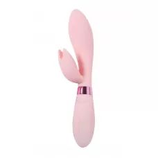Нежно-розовый вибратор-кролик с независимыми моторчиками Indeep Malena - 21,5 см нежно-розовый 