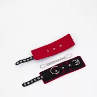 Черно-красные наручники с красной строчкой Sex черный с красным 