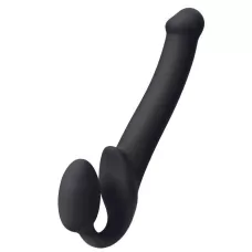 Черный безремневой страпон Silicone Bendable Strap-On - size M черный 