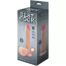 Телесный фаллоимитатор на присоске BEST COCK 6 - 19 см телесный 