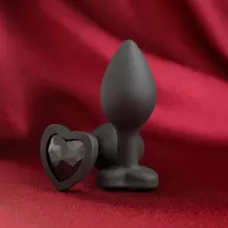 Черная анальная пробка  Сердечко  - 7,3 см черный 