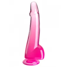 Розовый фаллоимитатор с мошонкой на присоске 10’’ Cock with Balls - 27,9 см розовый 