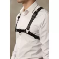 Черная мужская кожаная портупея №4 черный 