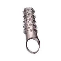 Дымчатая насадка на пенис с шипами и выпуклостями - 12 см дымчатый 