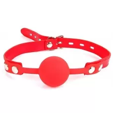 Красный силиконовый кляп-шарик на регулируемом ремешке красный 