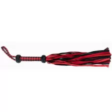 Красно-черная плеть с плетёной ромбической рукоятью - 50 см красный с черным 