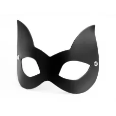 Черная кожаная маска с прорезями для глаз и ушками черный 