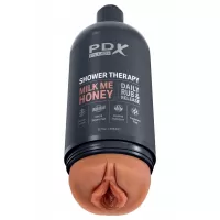 Мастурбатор-вагина цвета карамели Shower Therapy Milk Me Honey карамель (темно-бежевый 