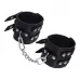 Черные кожаные наручники с двумя ремнями и контрастной строчкой черный 
