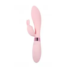 Нежно-розовый вибратор-кролик с независимыми моторчиками Indeep Theona - 21,5 см нежно-розовый 