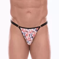 Мужские трусы-тонги с принтом в виде разноцветных ракушек белый L