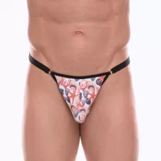 Мужские трусы-тонги с принтом в виде разноцветных ракушек белый L Мужские трусы-тонги с принтом в виде разноцветных ракушек белый L