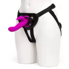 Лиловый страпон Rechargeable Vibrating Strap-On Harness Set - 17,6 см лиловый 