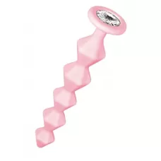 Розовая анальная цепочка с кристаллом Chummy - 16 см розовый 