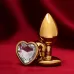 Золотистая анальная пробка с прозрачным кристаллом в форме сердца золотистый 