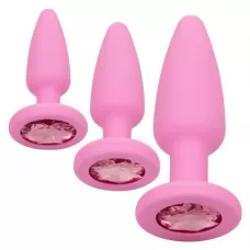 Набор из 3 розовых анальных пробок Crystal Booty Kit розовый 