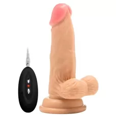 Телесный вибратор-реалистик Vibrating Realistic Cock 6  With Scrotum - 15 см телесный 