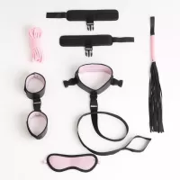 Черно-розовый эротический набор из 7 предметов черный с розовым 