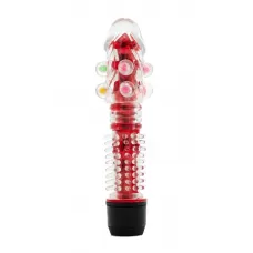 Прозрачно-красный вибратор с дополнительными пупырышками - 16,5 см красный 