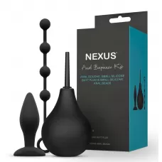 Анальный набор Nexus Anal Beginner Kit: пробка, душ и шарики черный 