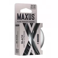 Черные утолщенные презервативы MAXUS Extra Strong с железным кейсом - 3 шт  