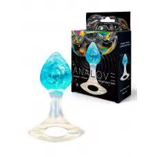 Голубоватая анальная пробка с ручкой - 8,5 см голубой Голубоватая анальная пробка с ручкой - 8,5 см голубой