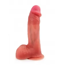 Телесный силиконовый фаллоимитатор на присоске - 19 см телесный 