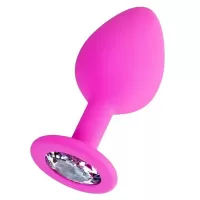 Розовая анальная втулка Brilliant с прозрачным кристаллом - 8 см прозрачный 