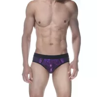 Сексуальные фиолетовые блестящие трусы-джоки фиолетовый L