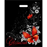Черный пакет Glamour с вырубной ручкой (38х47 см черный 