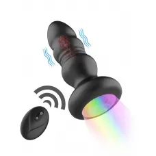 Черная анальная вибропробка с фрикционным механизмом и LED-подсветкой - 12,5 см черный 