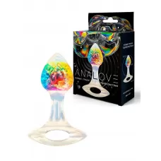 Яркая анальная пробка с ручкой - 8,5 см разноцветный 