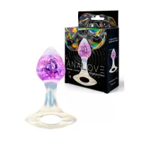 Сиреневатая анальная пробка с ручкой - 8,5 см сиреневый 