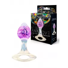 Сиреневатая анальная пробка с ручкой - 8,5 см сиреневый 