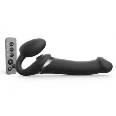 Черный безремневой страпон Multi Orgasm Size L с клиторальной стимуляцией черный 