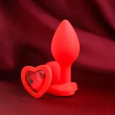 Красная анальная пробка  Сердечко  - 7,3 см красный 