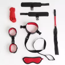 Черно-красный эротический набор из 7 предметов черный с красным 
