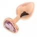 Золотистая анальная пробка OYO с нежно-розовым кристаллом-сердцем - 7,3 см нежно-розовый 