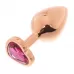 Золотистая анальная пробка OYO с ярко-розовым кристаллом-сердцем - 7,3 см ярко-розовый 