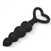 Черная рельефная анальная цепочка с ручкой-сердечком - 15 см черный 