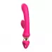 Розовый вибратор-кролик с ручкой-кольцом - 24,6 см розовый 