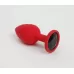 Красная анальная пробка с черным стразом - 7,6 см черный 