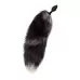 Черная силиконовая анальная втулка с хвостом чернобурой лисы - размер S черный 