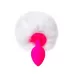 Розовая анальная втулка Sweet bunny с белым пушистым хвостиком белый 
